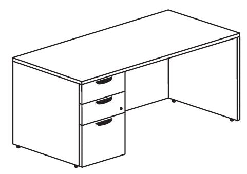 Treo, Regular Desk w/ Single BBF Floor Ped (left)