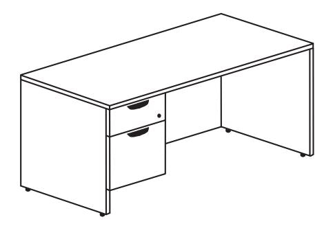 Treo, Regular Desk w/ Single Hanging Ped