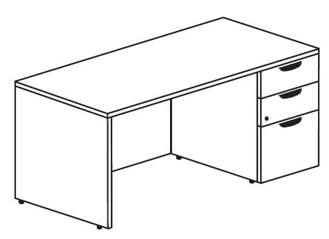Treo, Regular Desk w/ Single BBF Floor Ped (left)