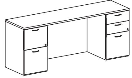 Treo, Knee Space Credenza (Full Mod) w/ FF & BBF Ped