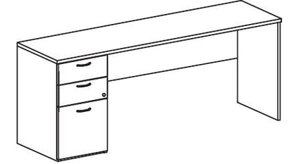 Treo, Knee Space Credenza (Wall Acc Mod) w/ BBF Ped