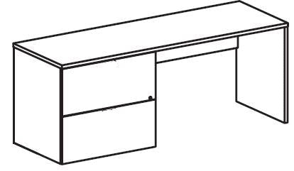 Treo, Knee Space Credenza (Wall Acc Mod) w/ Lat File