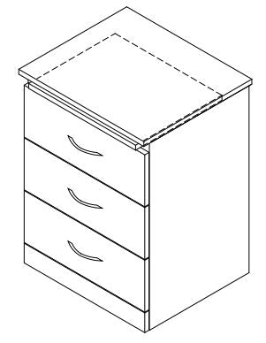 Modern Series - Cabinet Bedside 3 Drawer with Pull-Out Shelf