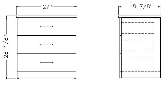 Modern Series - Dresser 3 Drawer Modern