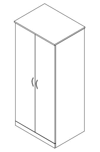 Modern Series - Wardrobe Full Door with Shelvf and Coat Rod -  32" Wide