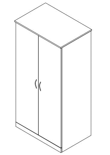 Modern Series - Wardrobe Full Doors with Shelf and Coat Rod - 36" Wide