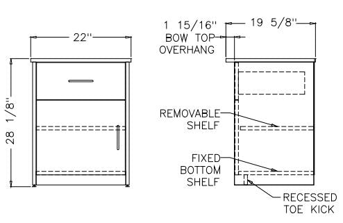 Scandinavian Series - Cabinet Bedside 1 Drawer, 1 Door & Shelf