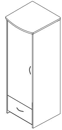 Scandinavian Series - Wardrobe Upper with Doors and 1 Drawer, 24"W