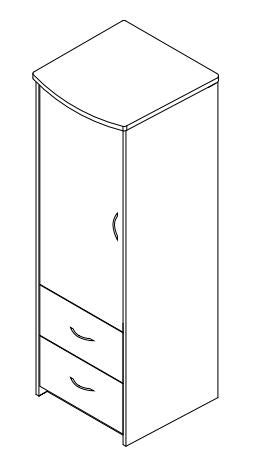 Scandinavian Series - Wardrobe Upper with Doors and 2 Drawers, 24"W