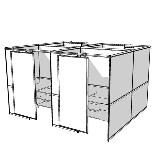 IA003 - Quad Enclosed Offices/Rooms with Sliding Doors