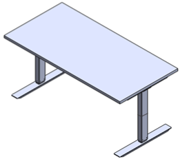 i-lev1, Electric Height Adj Table, Three Stage T-Leg, with  Surface