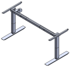 i-lev1, Electric Height Adj Table, Three Stage T-Leg, Base Only, Adjustable Width 44"-63"