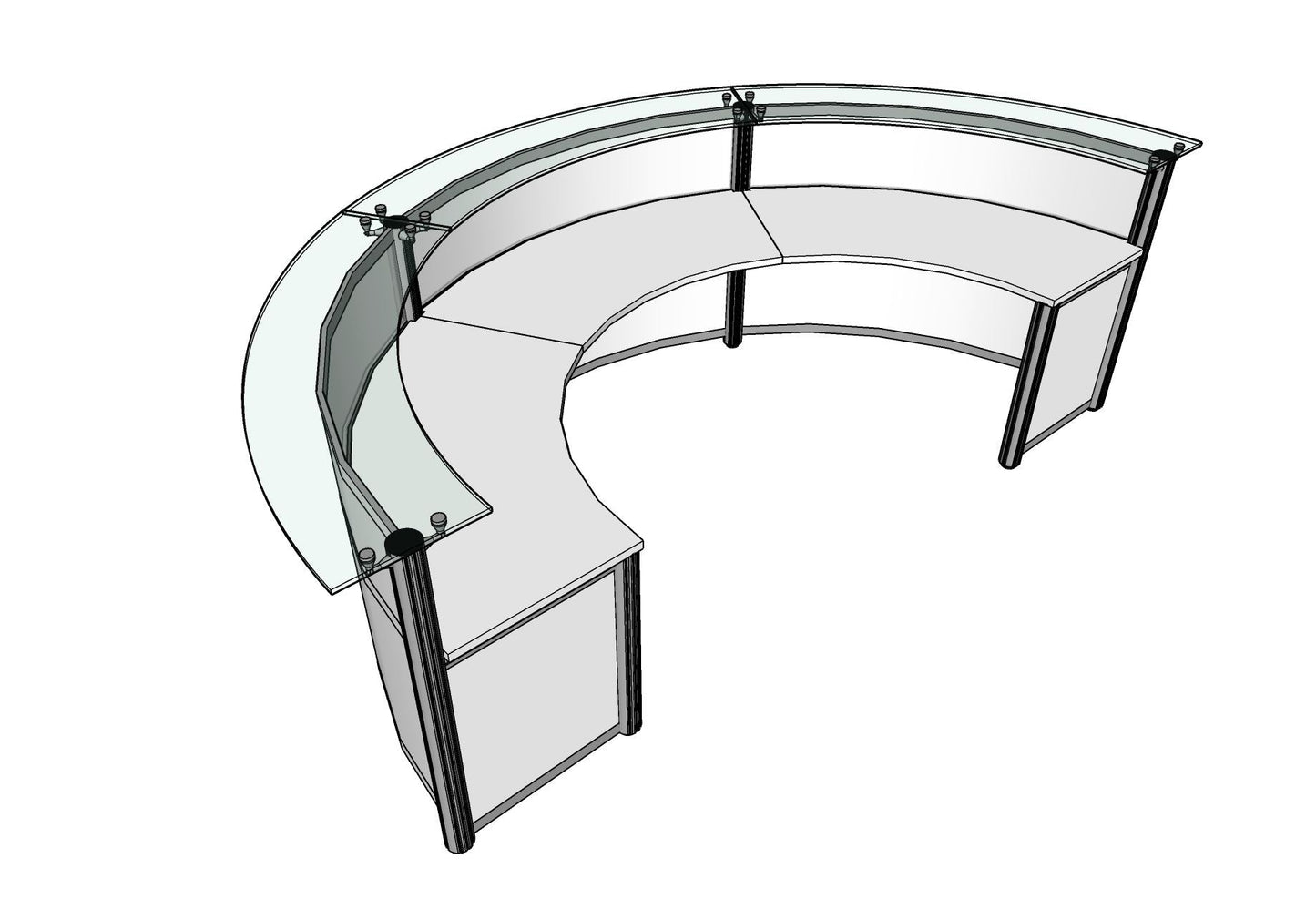 Curved Beam Round Reception with Glass Transaction Top PBR013