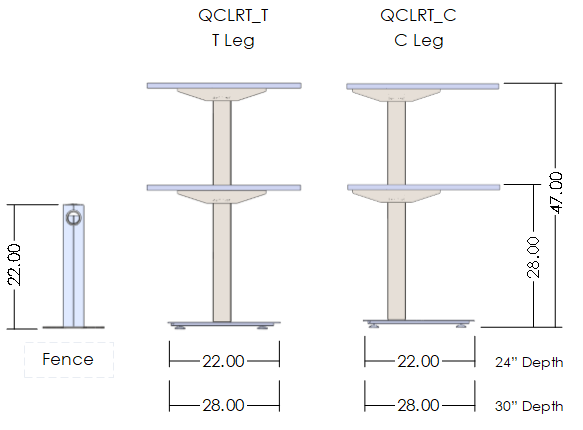 Clever, Electric Height Adj Table, C-Leg, with Surface