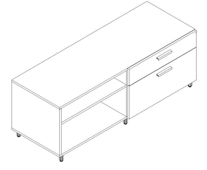 Qi Credenza 1" sq. leg, Open, Box/File
