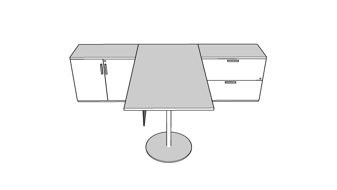 QIT005 - Qi Desk Suite - Disc Base with Lateral, Storage and Modesty