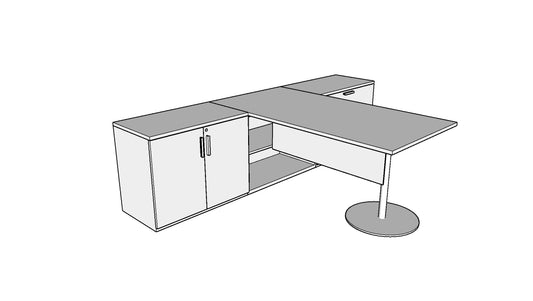 QIT005 - Qi Desk Suite - Disc Base with Lateral, Storage and Modesty