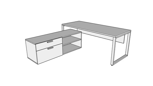 QITO001 - Qi Desk Suite - O Leg with Credenza Return