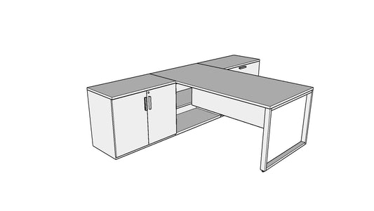 QITO004 - Qi Desk Suite - O Leg with Lateral, Storage and Modesty