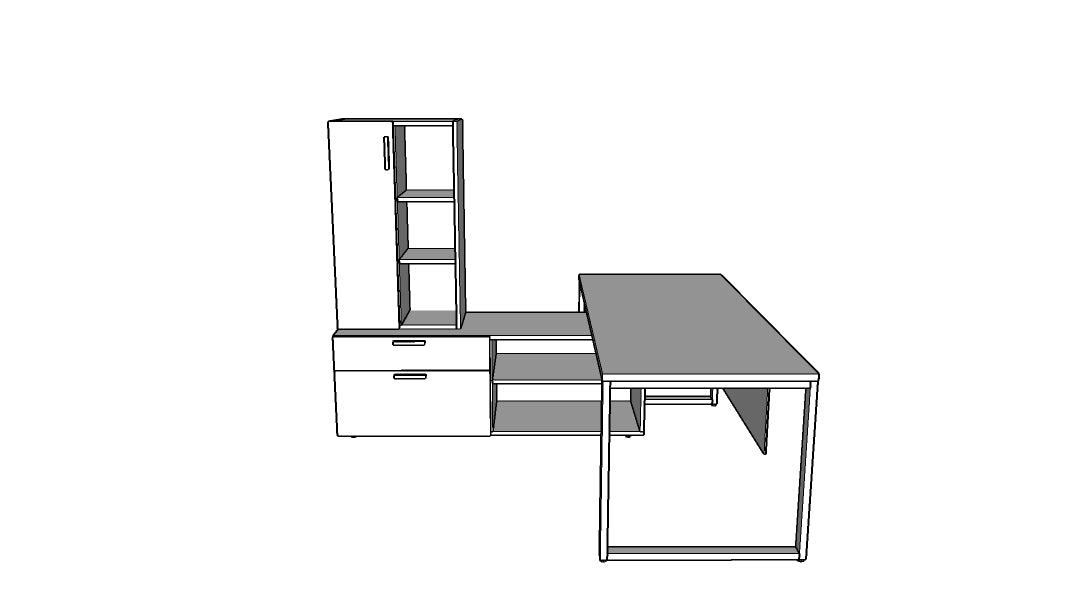 QITO007 - Qi Desk Suite - O Leg with Credenza, Mini Stack Tower and Modesty