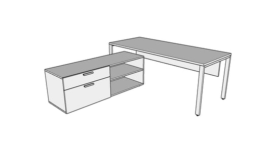 QITU001 - Qi Desk Suite - U Leg with Credenza Return