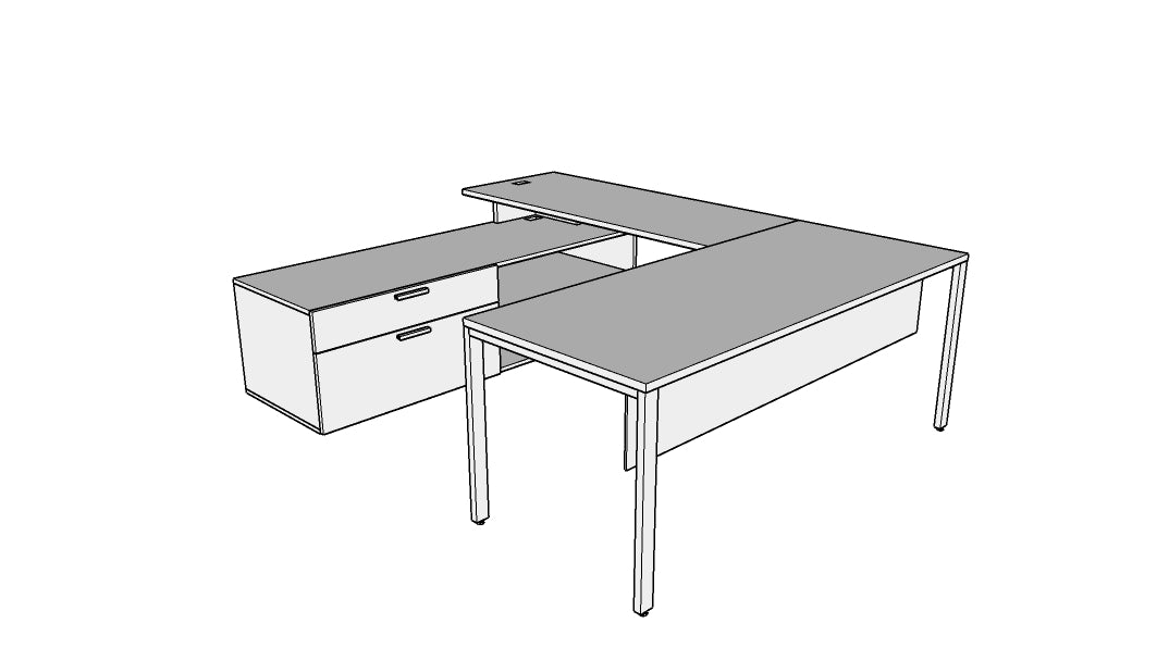QITU003 - Qi Desk U-Suite - U Leg Desk with Return and Credenza