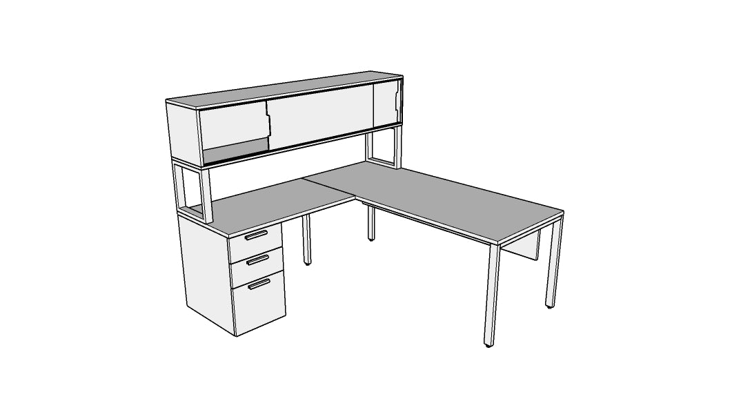 QITU009 - Qi Desk Suite - U Leg with BBF Return, Hutch and Modesty