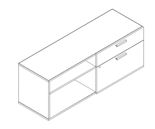 Qi Credenza with levelers, Open, Box/File,