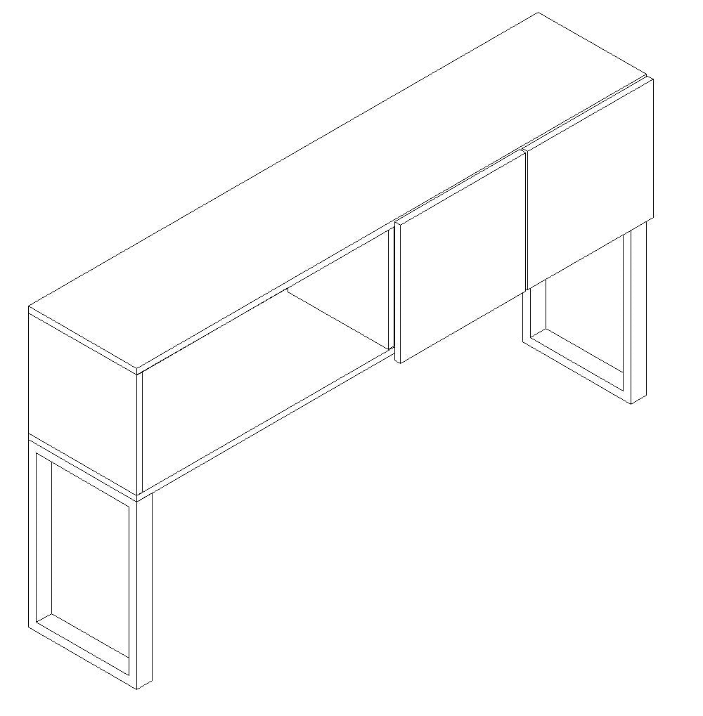 Qi Hutch "O" leg, Half Cupboard door (1), Half open,