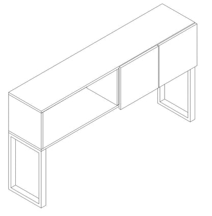 Qi Hutch "O" leg, Half Cupboard door (1), Half open,