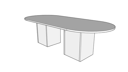 Treo Racetrack Conference Table with Cube Base