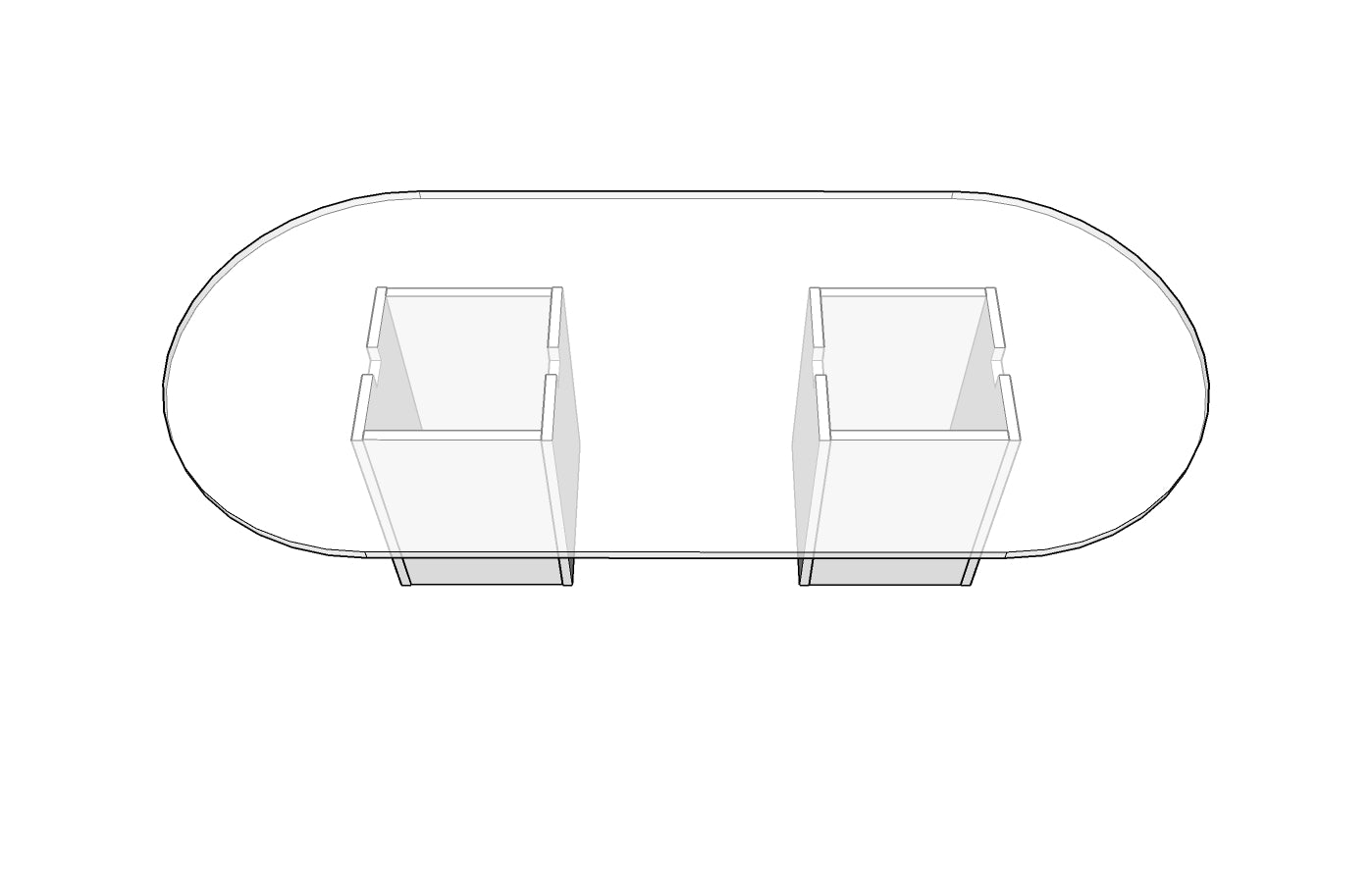 Treo Racetrack Conference Table with Cube Base