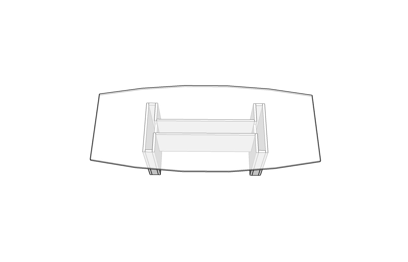 Treo Boat Conference Table with Sandwich Base