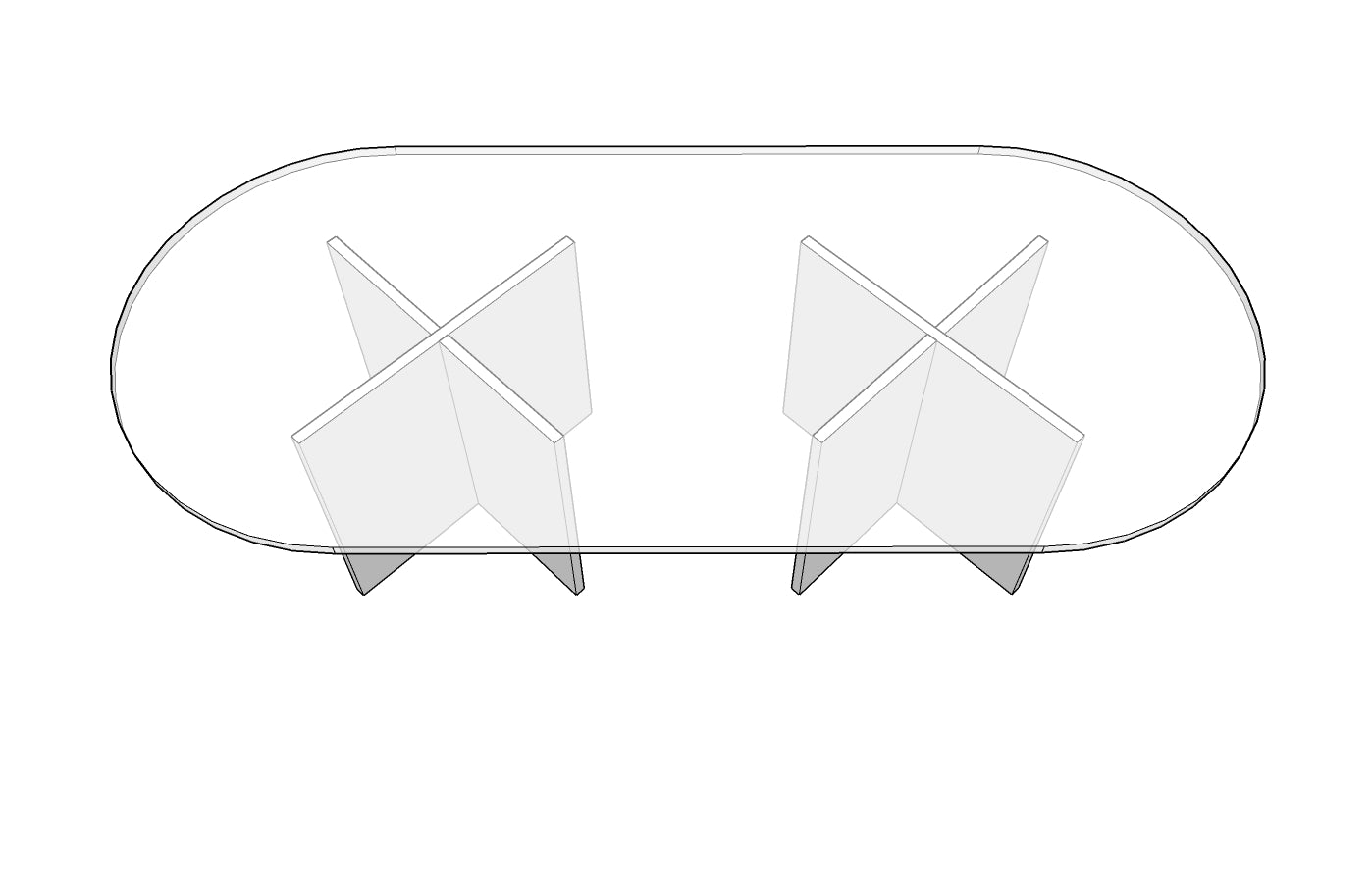 Treo Racetrack Conference Table with Cross Base